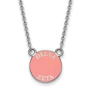 Sterling Silver Delta Zeta Small Enamel Disc Necklace